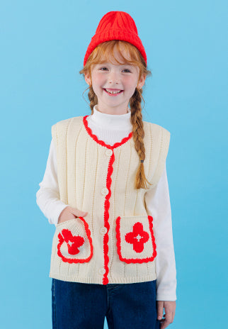 I LOVE J Flower pocket knit vest