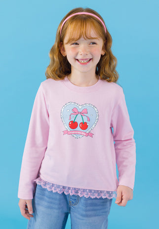 I LOVE J heart cherry lace top
