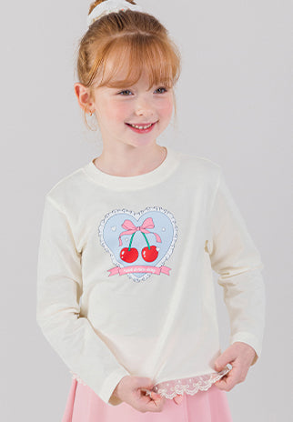 I LOVE J heart cherry lace top