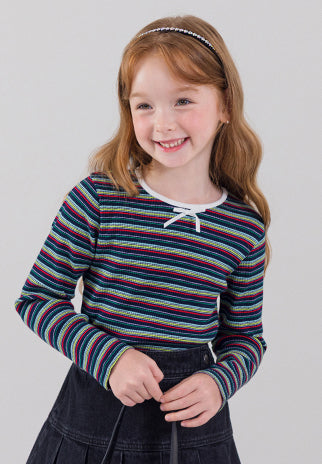 I LOVE J stripped ribbed top