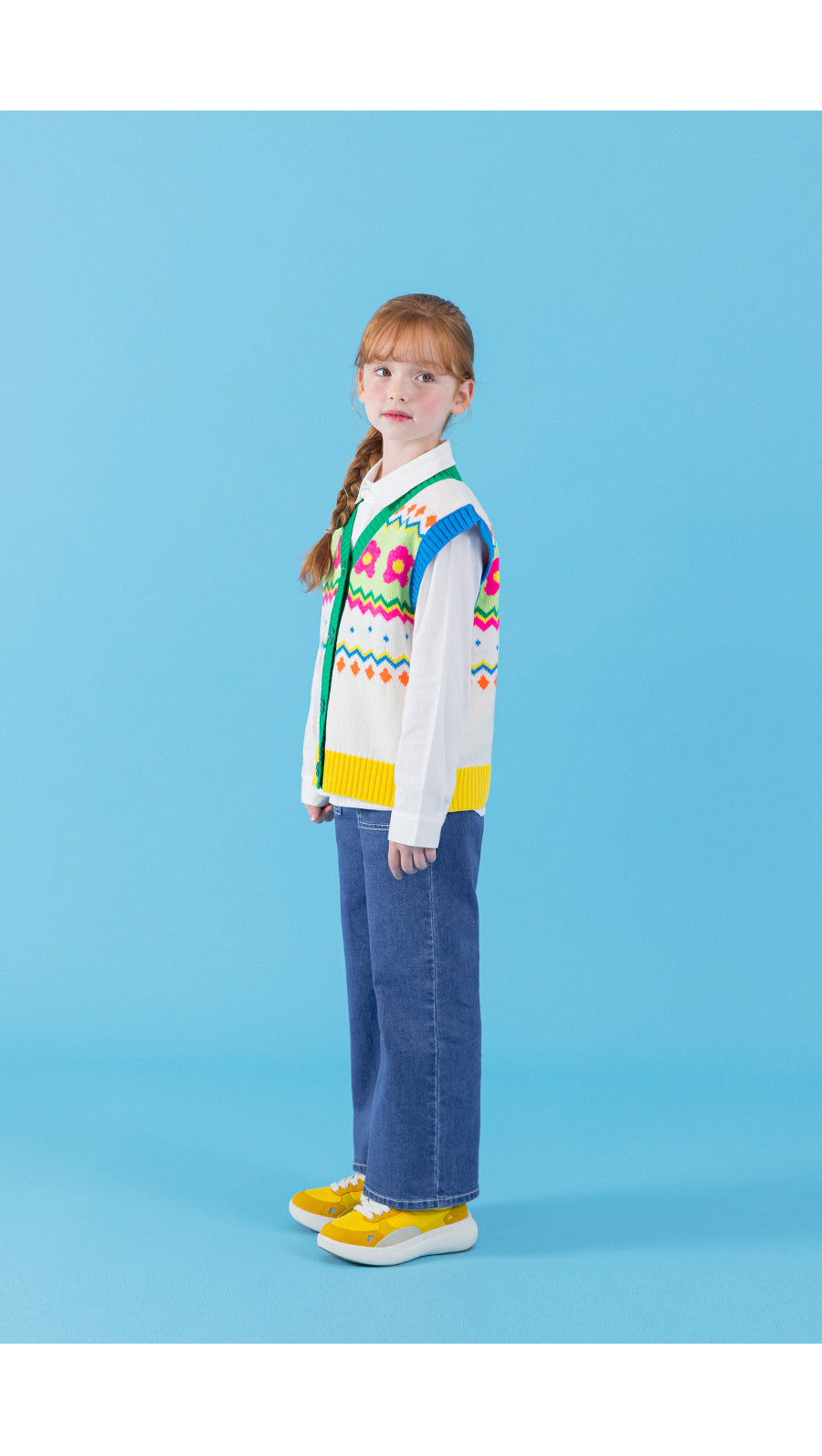 I LOVE J zig flower knit vest