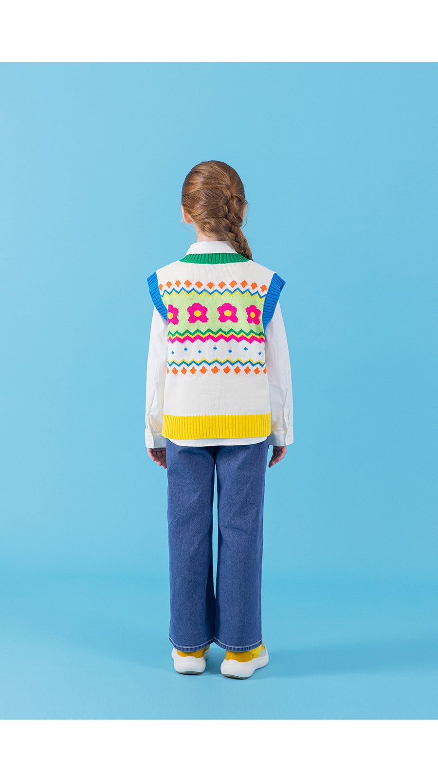 I LOVE J zig flower knit vest