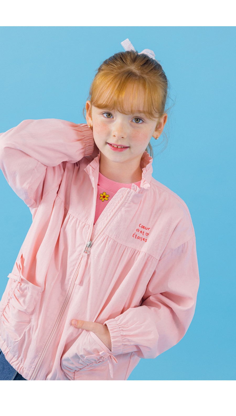 I LOVE J sweet pie shirring windbreaker jacket