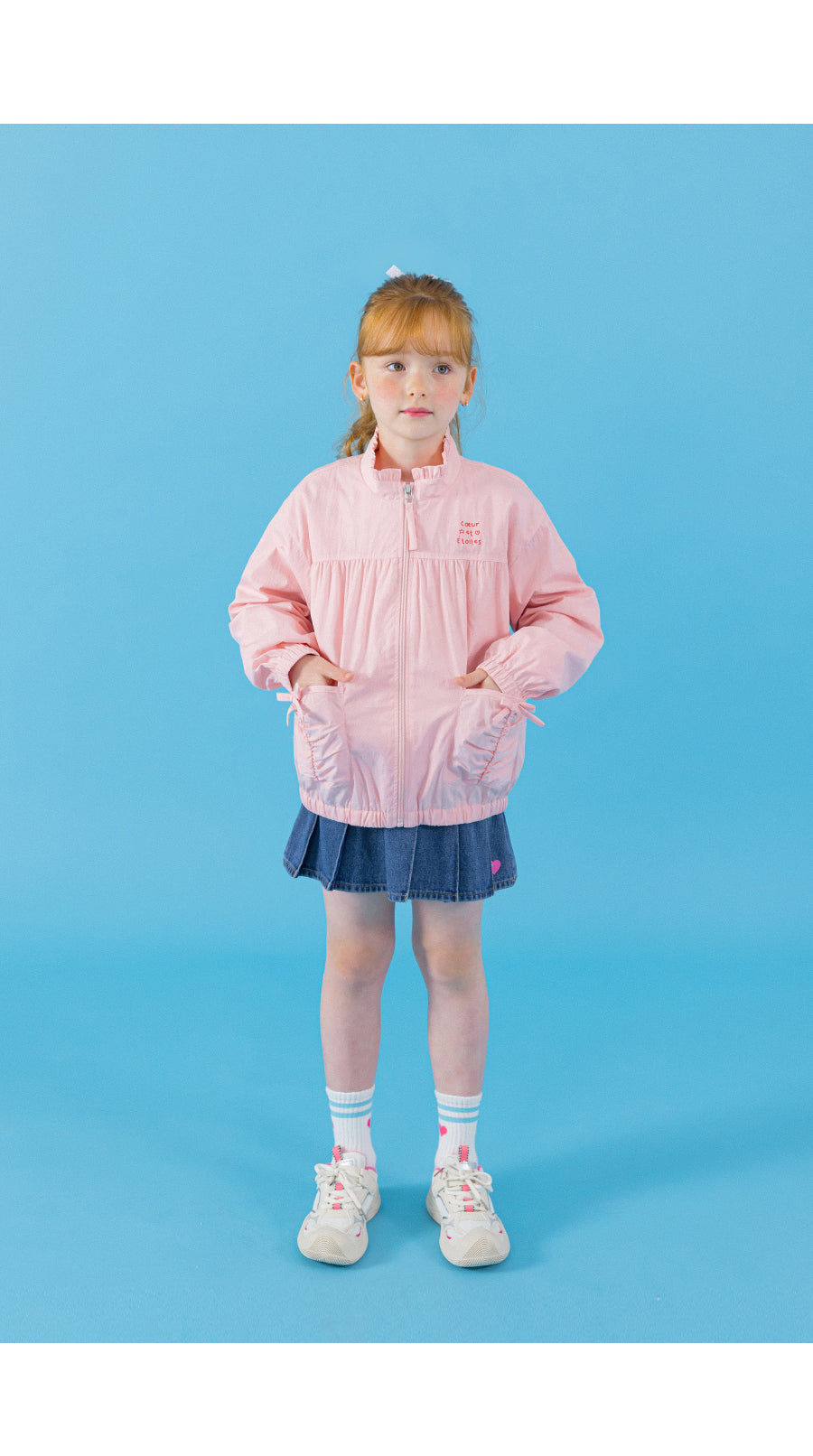 I LOVE J sweet pie shirring windbreaker jacket