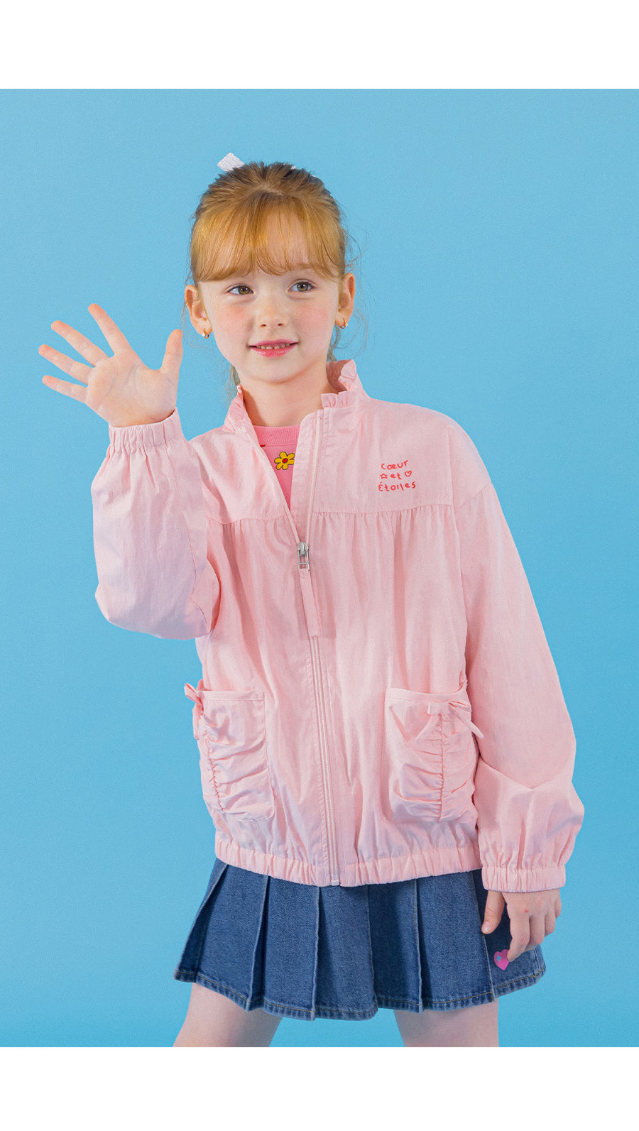 I LOVE J sweet pie shirring windbreaker jacket