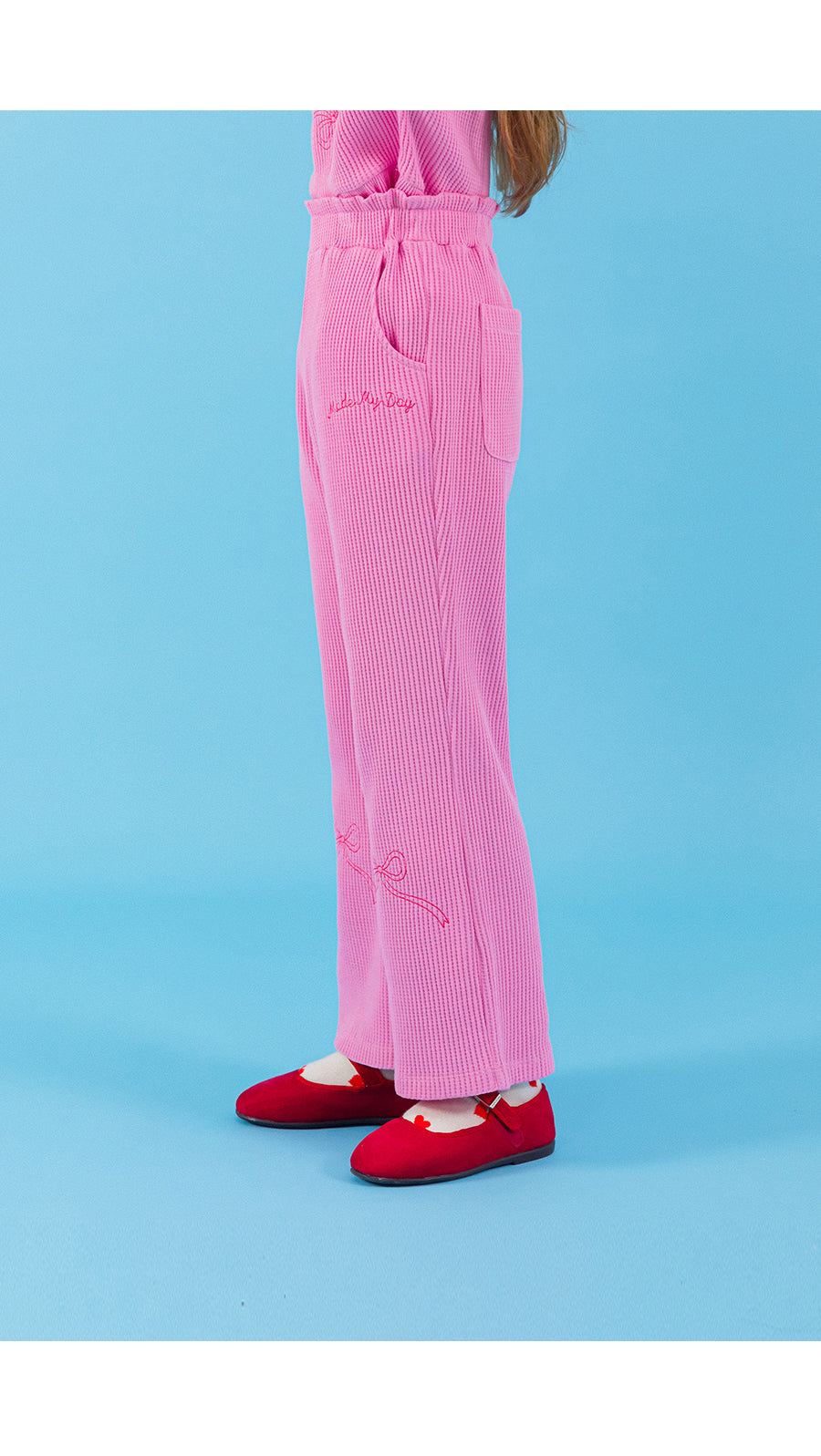 I LOVE J my day waffle pants