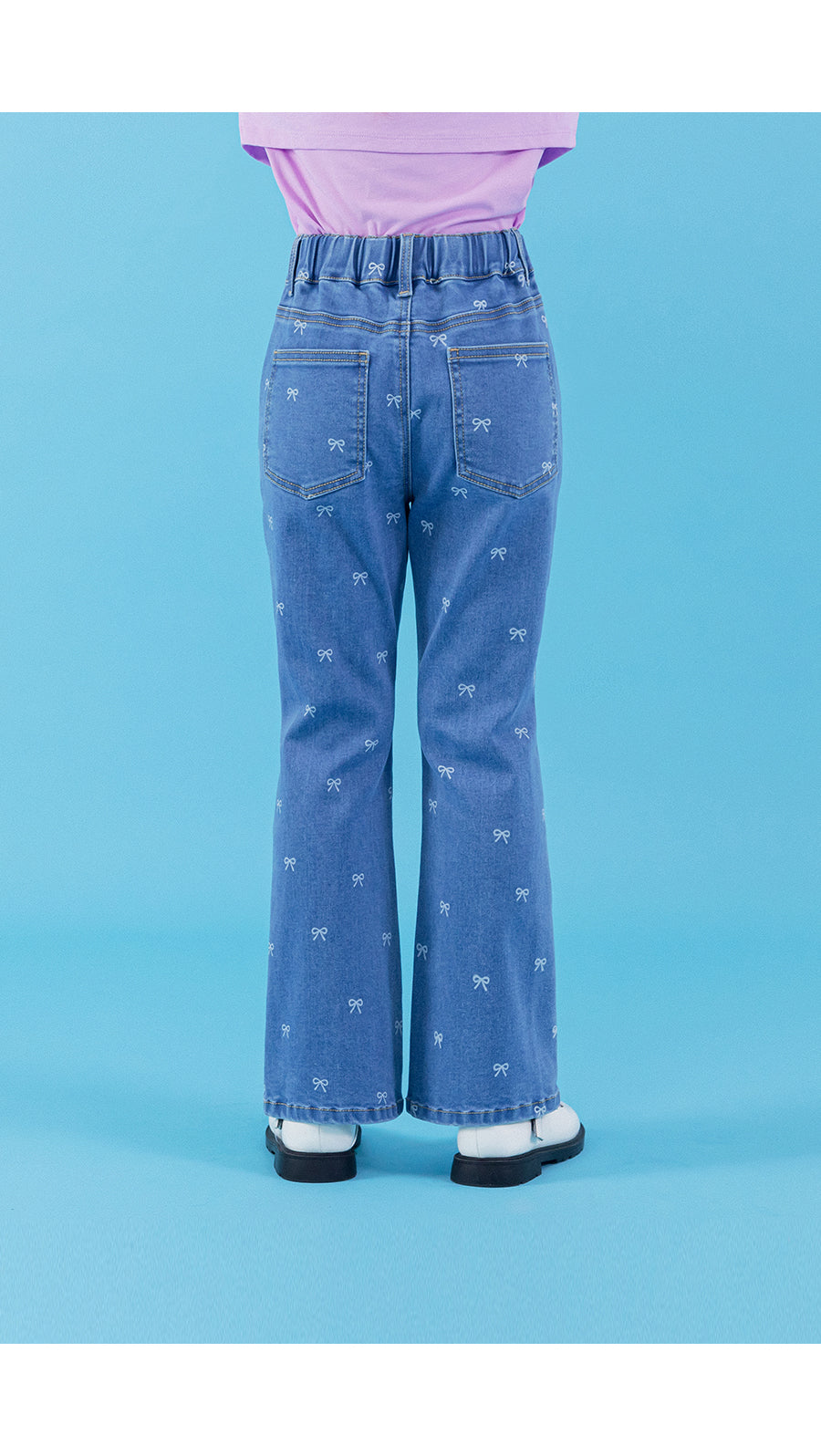 I LOVE J ribbon denim boots cut pants