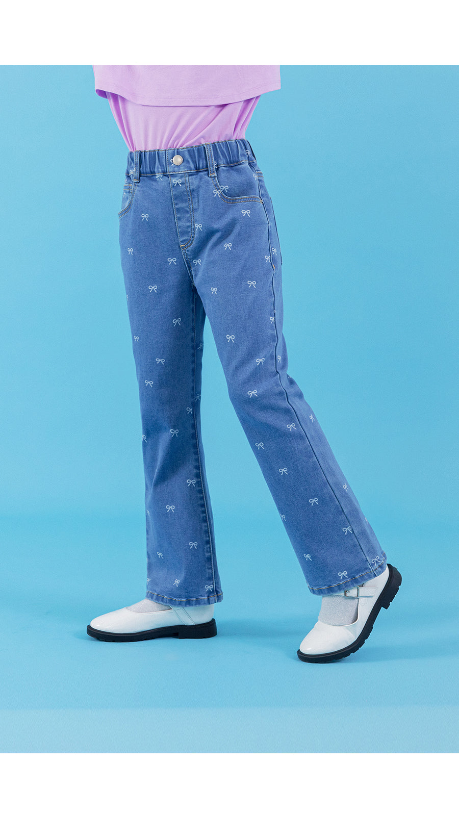I LOVE J ribbon denim boots cut pants