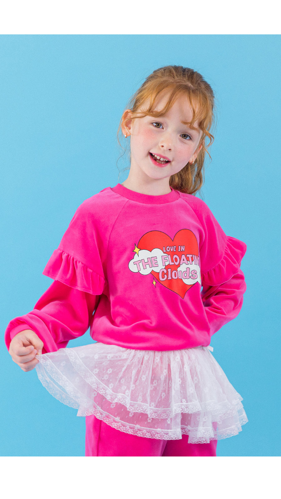 I LOVE J velour frill 2pc set