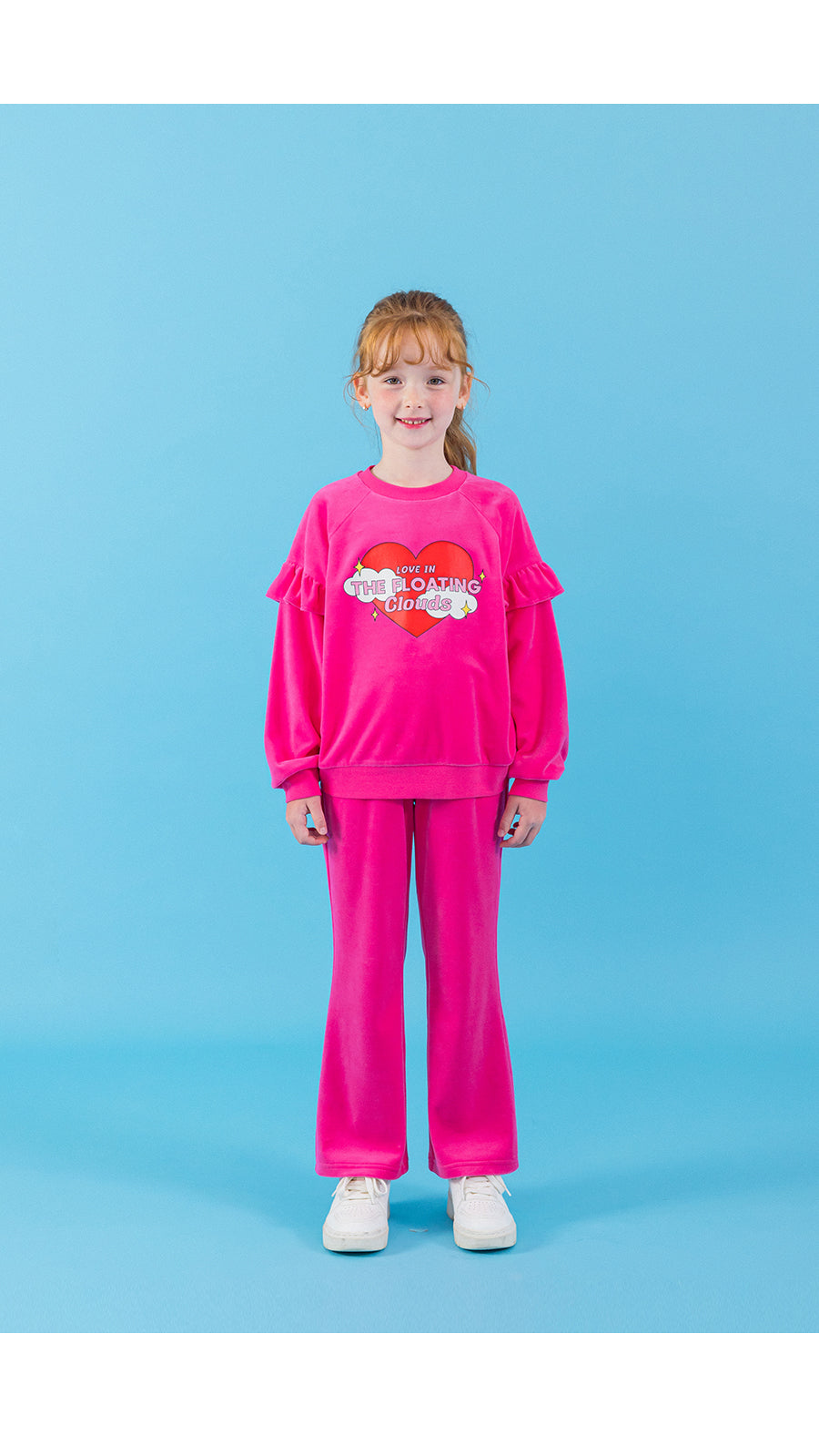 I LOVE J velour frill 2pc set