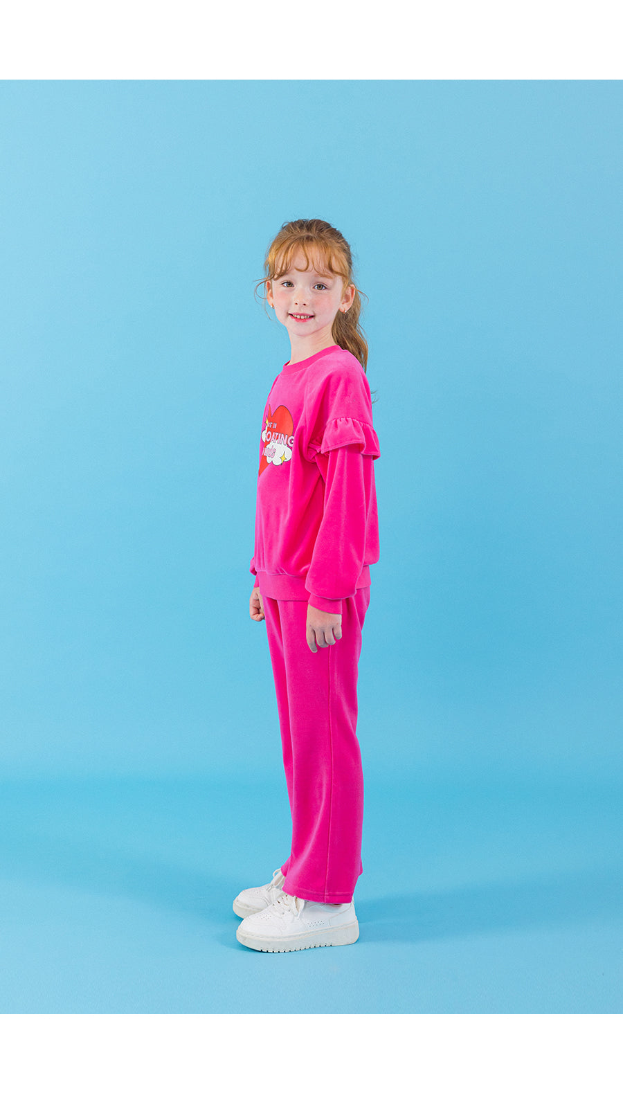 I LOVE J velour frill 2pc set