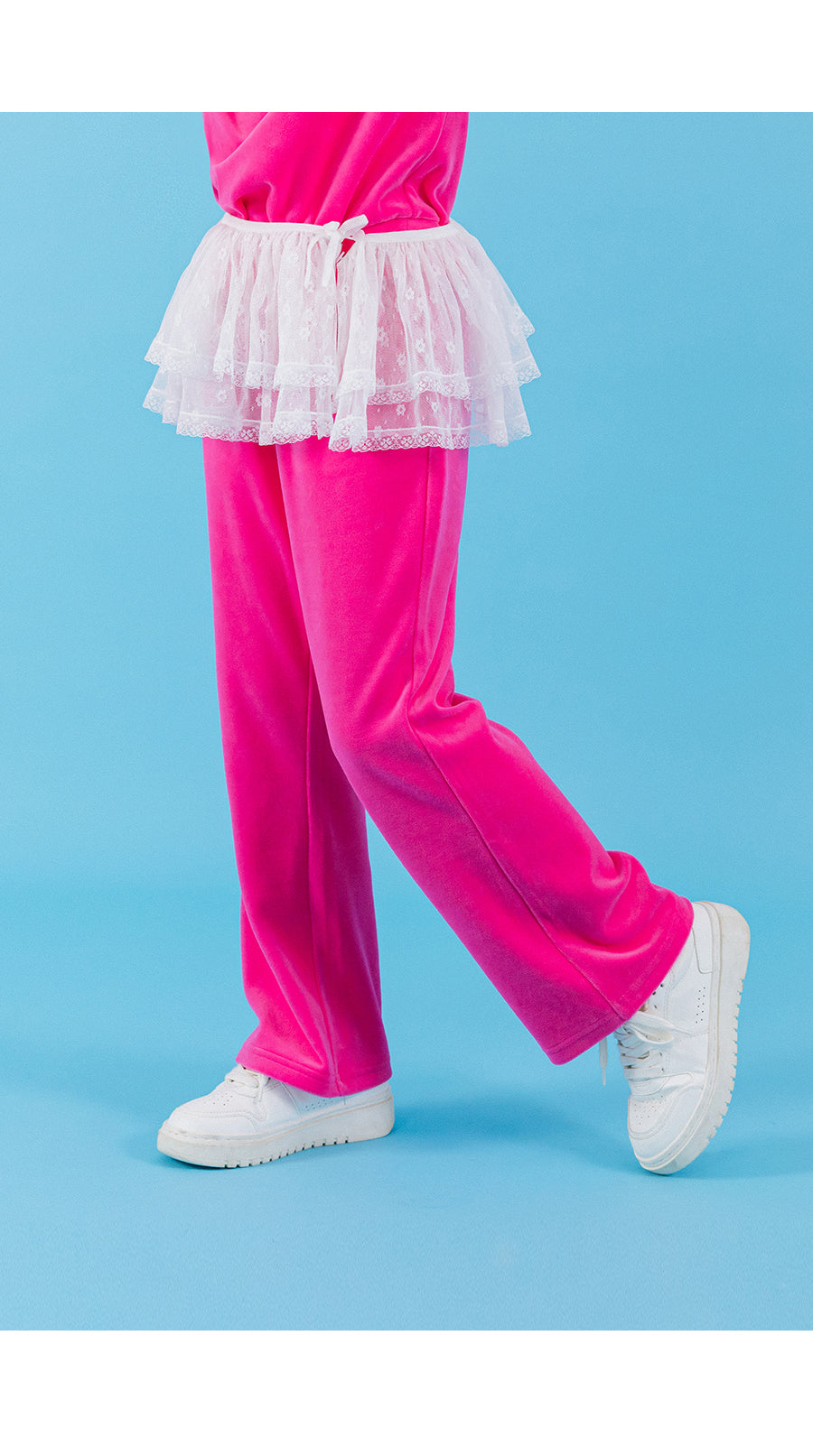 I LOVE J velour frill 2pc set