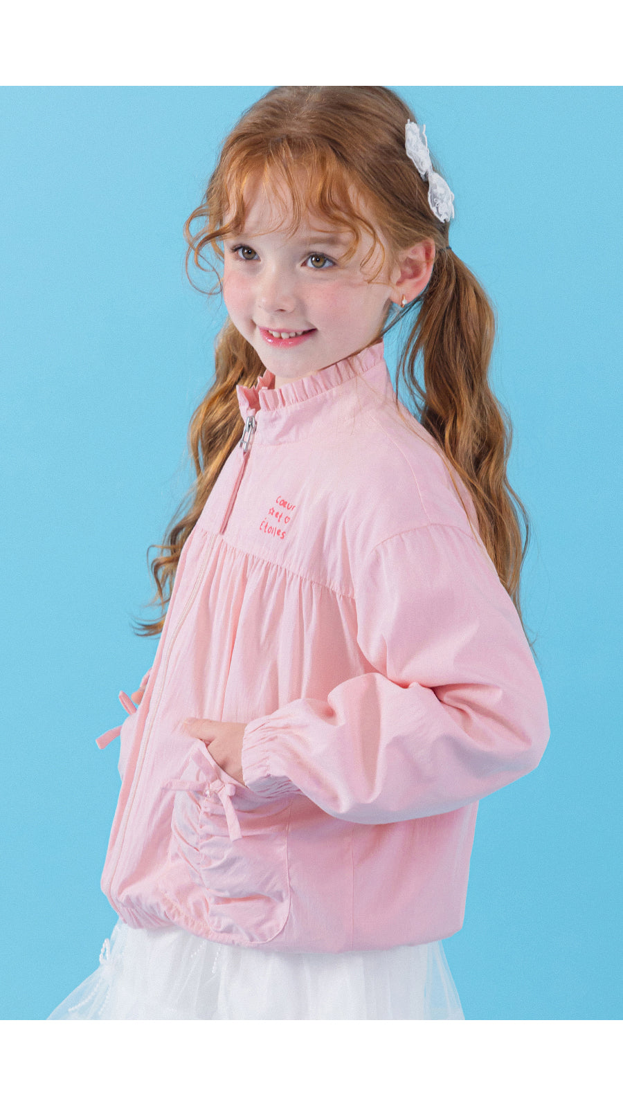 I LOVE J sweet pie shirring windbreaker jacket