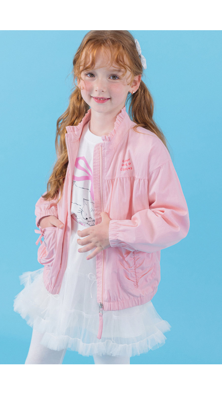 I LOVE J sweet pie shirring windbreaker jacket