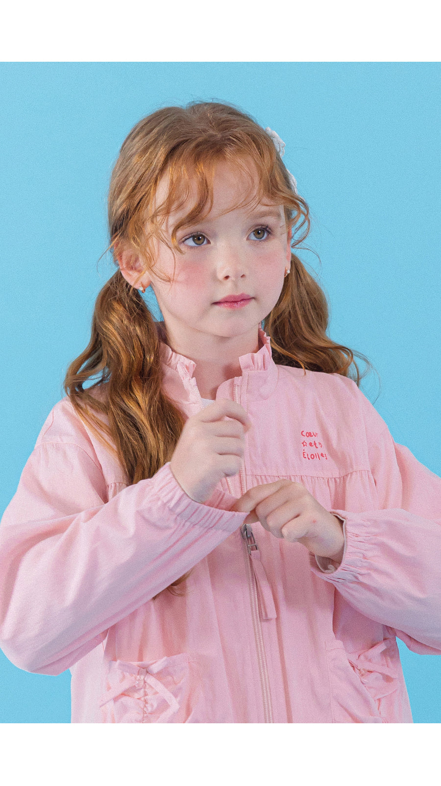 I LOVE J sweet pie shirring windbreaker jacket