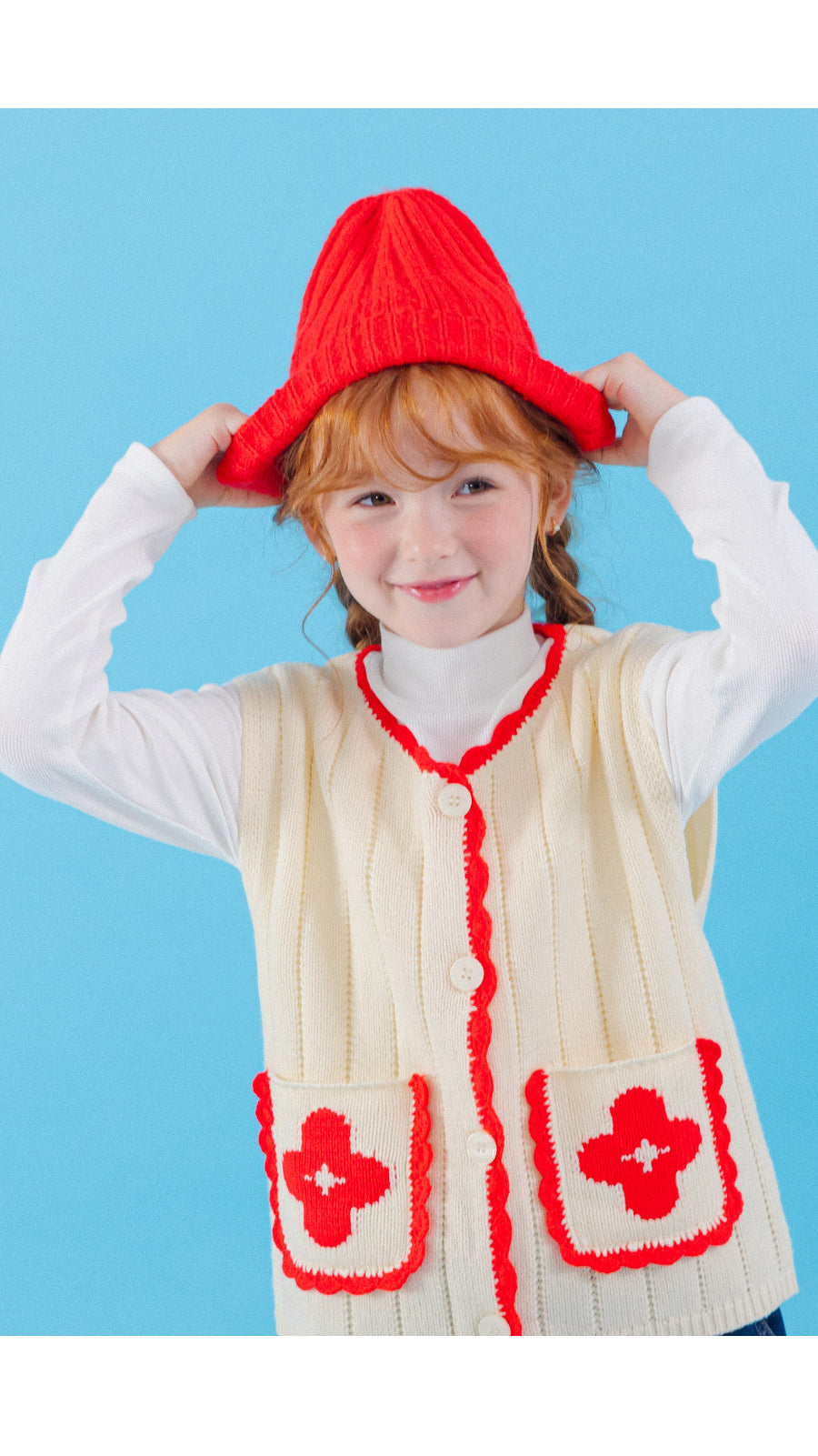 I LOVE J Flower pocket knit vest