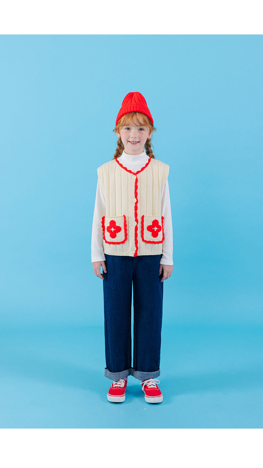 I LOVE J Flower pocket knit vest
