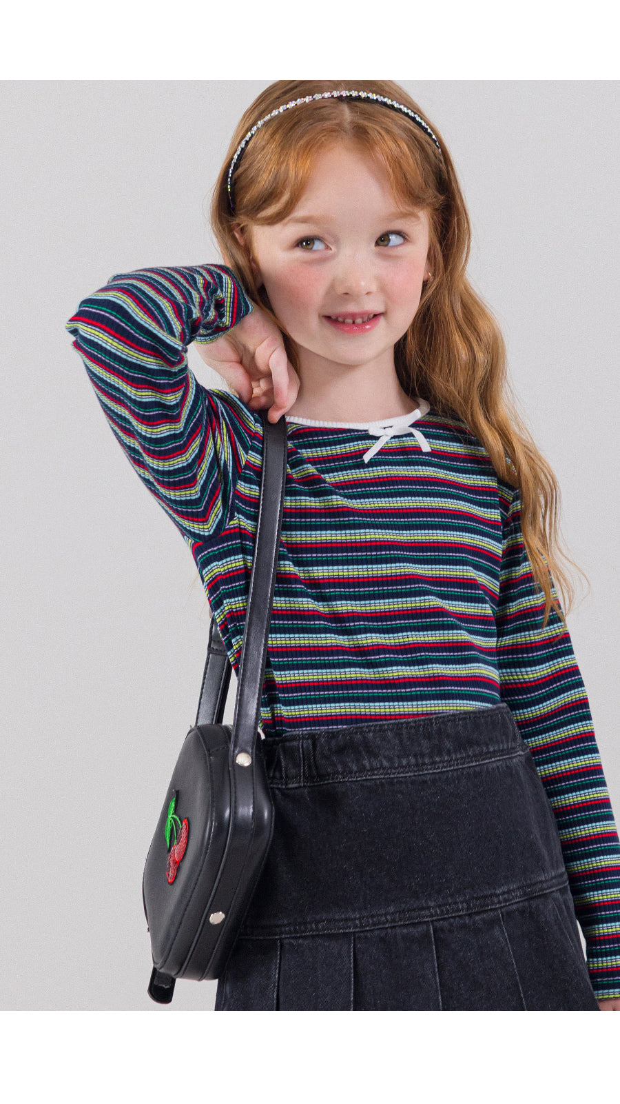 I LOVE J stripped ribbed top