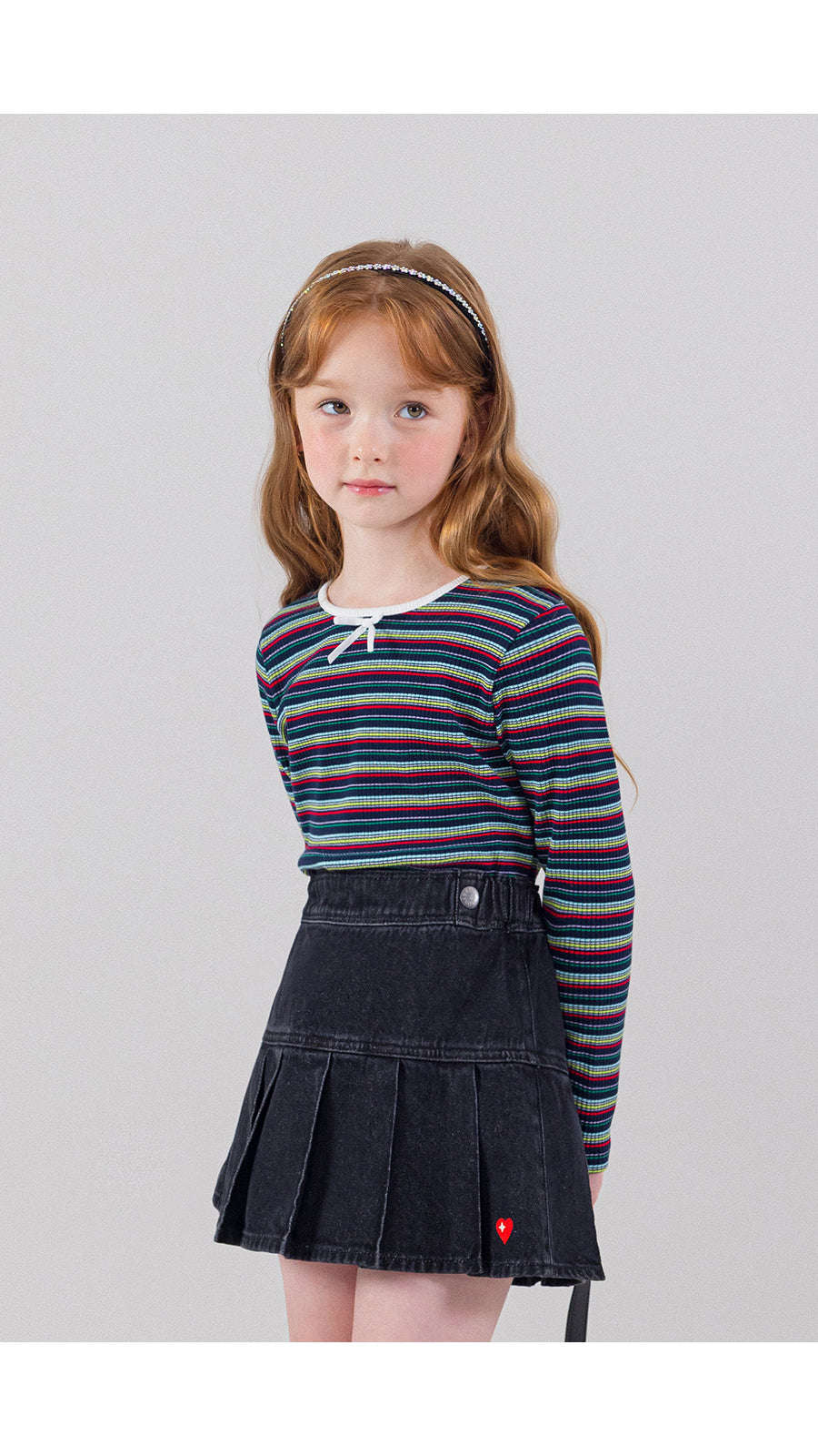 I LOVE J stripped ribbed top