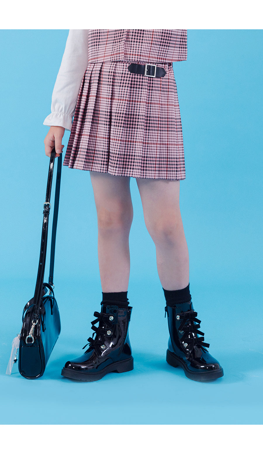 I LOVE J checkered pleats skirt