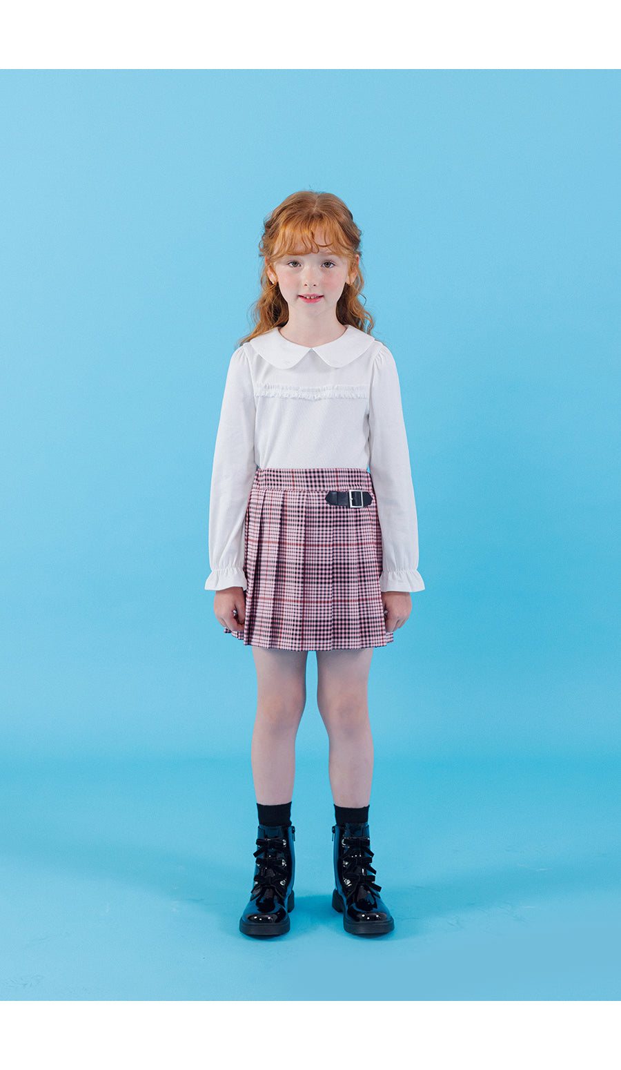 I LOVE J checkered pleats skirt