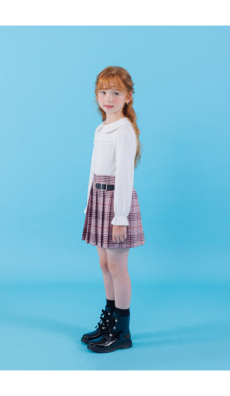I LOVE J checkered pleats skirt