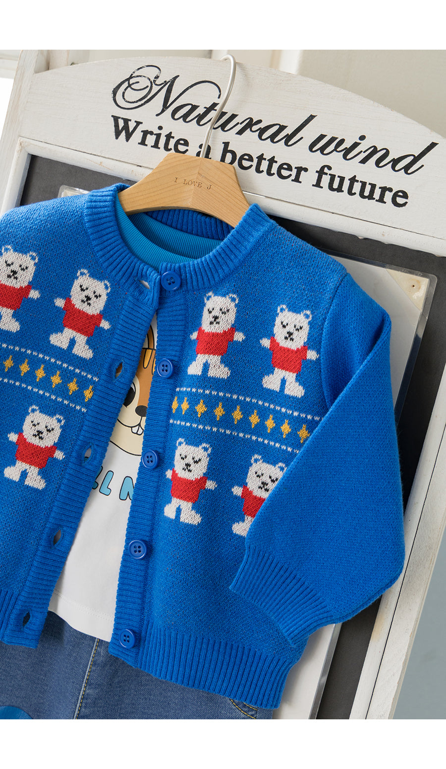 I LOVE J TODDLER bear knit cardigan