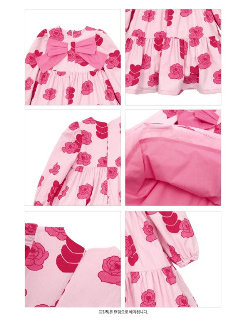 BEBEBEBE 2025 SPRING PRE ORDER Heart rose big ribbon dress (PINK)