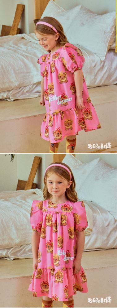 BEBEBEBE 1st summer pre order Hotdog puppy puff dress (PINK)