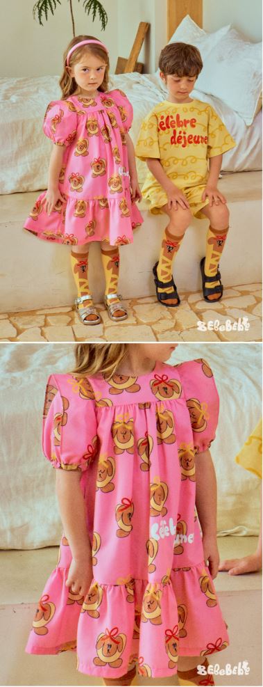 BEBEBEBE 1st summer pre order Hotdog puppy puff dress (PINK)