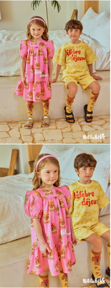 BEBEBEBE 1st summer pre order Hotdog puppy puff dress (PINK)