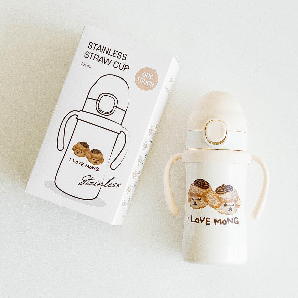 UBMOM Stainless Steel Choco Mong-e One-Touch Straw Cup 220ml