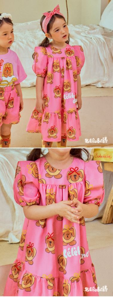 BEBEBEBE 1st summer pre order Hotdog puppy puff dress (PINK)