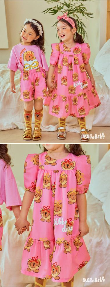 BEBEBEBE 1st summer pre order Hotdog puppy puff dress (PINK)