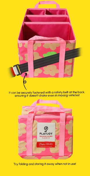PLAY JOY Travel Folding Basket (Flower Pink)