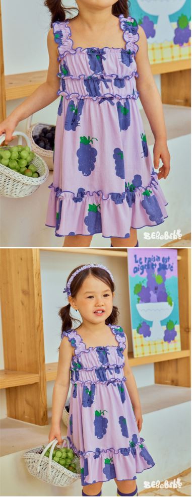 BEBEBEBE 1st summer pre order Grape rabbit sleeveless frill dress (PURPLE)