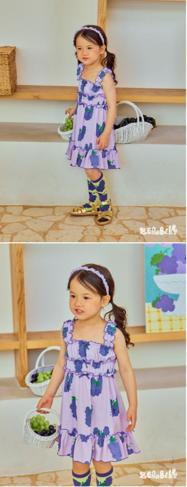 BEBEBEBE 1st summer pre order Grape rabbit sleeveless frill dress (PURPLE)