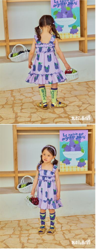 BEBEBEBE 1st summer pre order Grape rabbit sleeveless frill dress (PURPLE)