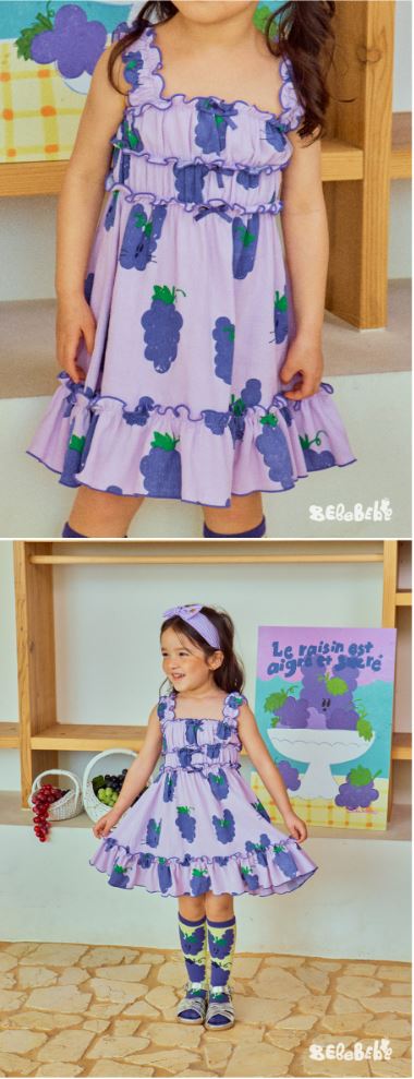 BEBEBEBE 1st summer pre order Grape rabbit sleeveless frill dress (PURPLE)