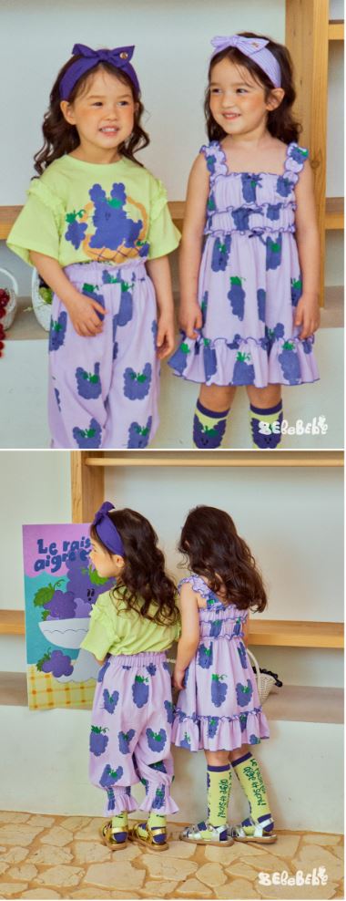 BEBEBEBE 1st summer pre order Grape rabbit sleeveless frill dress (PURPLE)