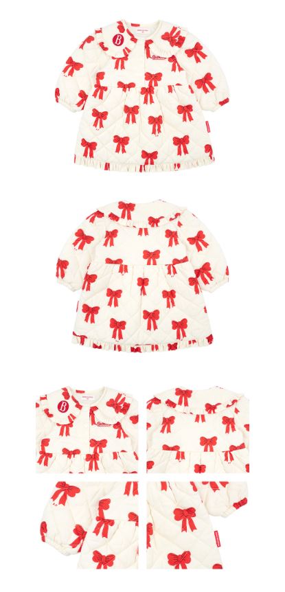 BEBE DE PINO All over ribbon baby big collar quilted dress