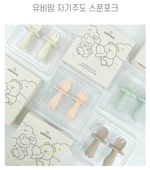 UBMOM Self-directed learning First food Silcone Spoon & Fork Set