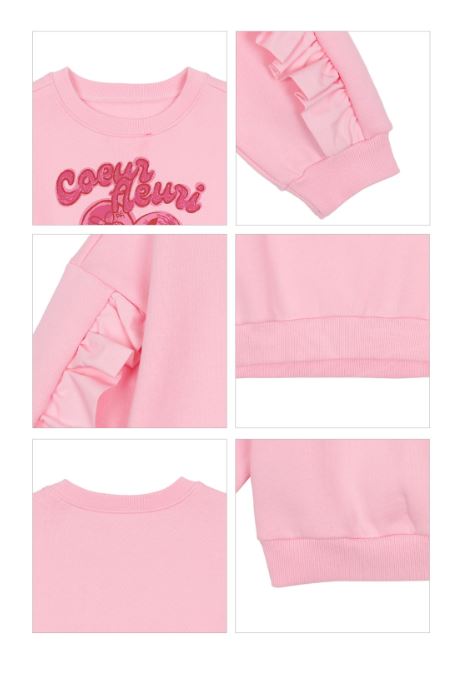 BEBEBEBE HOLIDAY Flower heart frill sweatshirt (PINK)