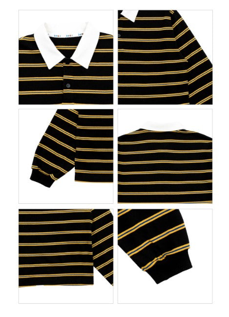 BEBEBEBE BE JUNIOR Pre Fall Horizotal stripes rugby t-shirt