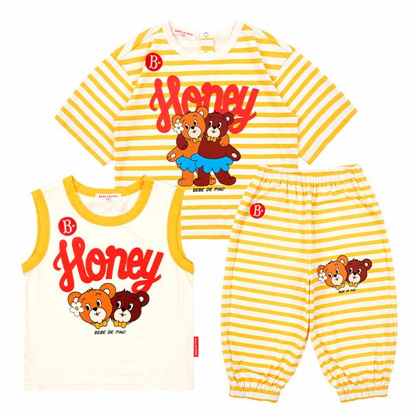 BEBE DE PINO Honey bear stripe loungewear set