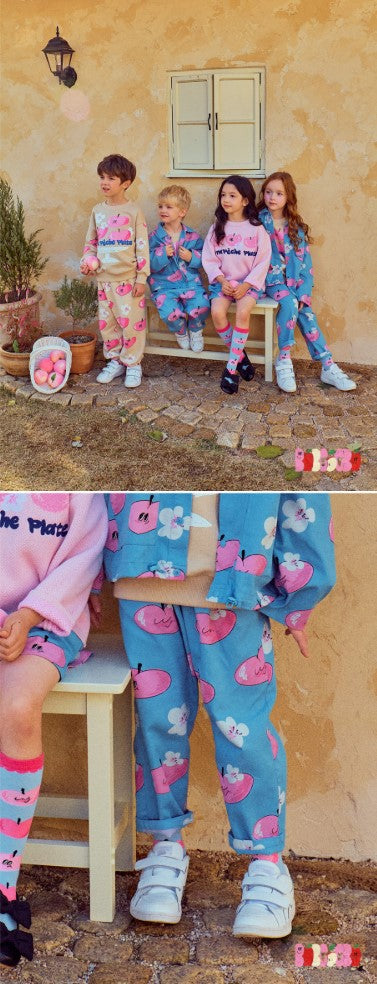BEBEBEBE 2025 SPRING PRE ORDER Heart peach jacket + pants SET (BLUE)