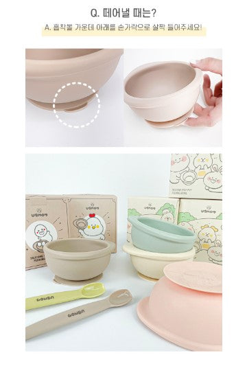 UBMOM First Food Silicone Suction Bowl & Spoon Set