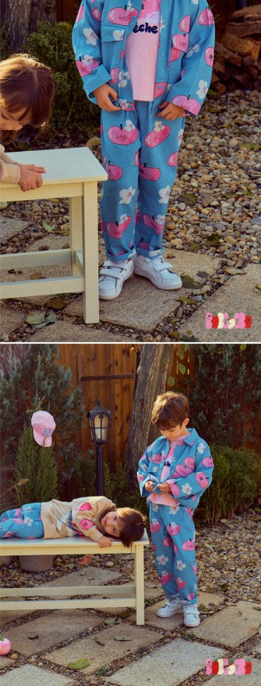 BEBEBEBE 2025 SPRING PRE ORDER Heart peach jacket + pants SET (BLUE)