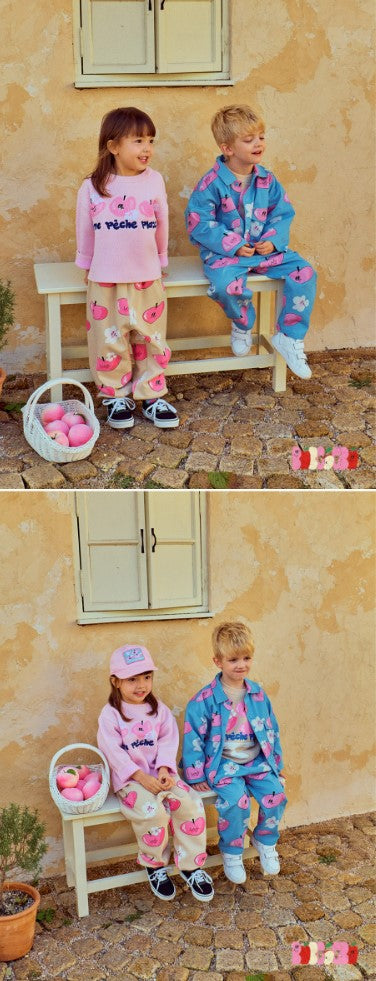 BEBEBEBE 2025 SPRING PRE ORDER Heart peach jacket + pants SET (BLUE)