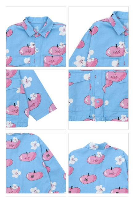 BEBEBEBE 2025 SPRING PRE ORDER Heart peach jacket + pants SET (BLUE)